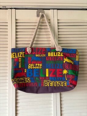 Belize Multicolor Canvas Tote with Rope Handles